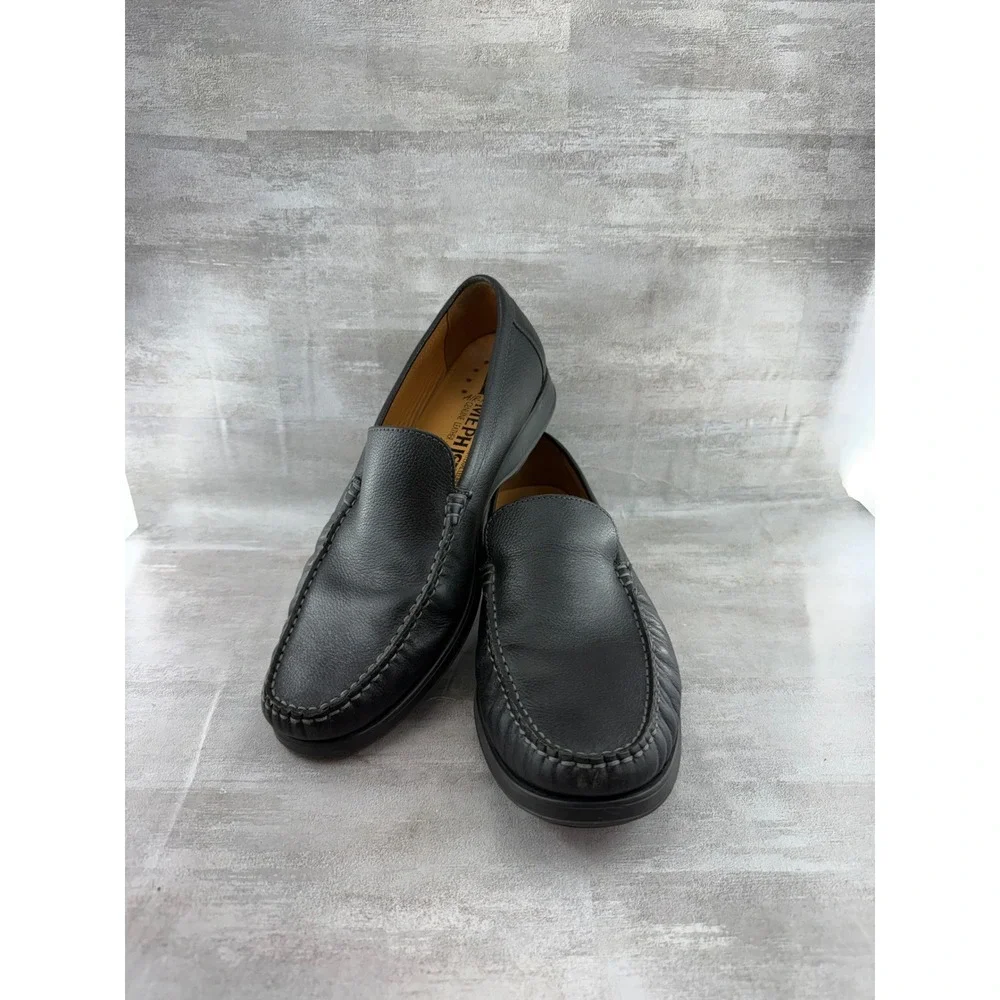 Mephisto Air-Relax Men Black Pebbled Leather Moc Toe Loafers Size US 9